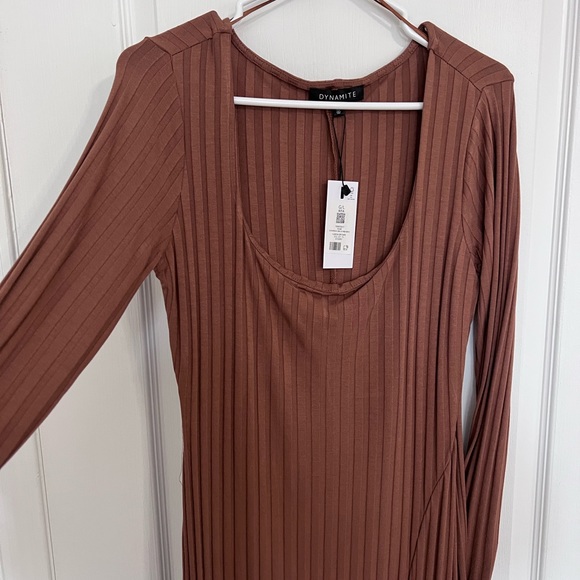 New With Tags. Dynamite long sleeve fitted dress with front slit. - Picture 3 of 3